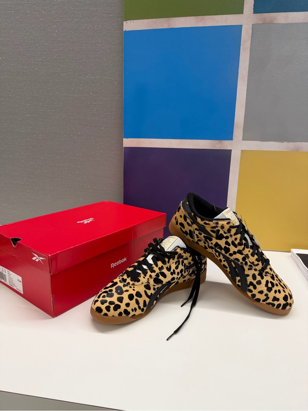 NWB Reebok Cheetah Print Ponyhair Trainers size 11